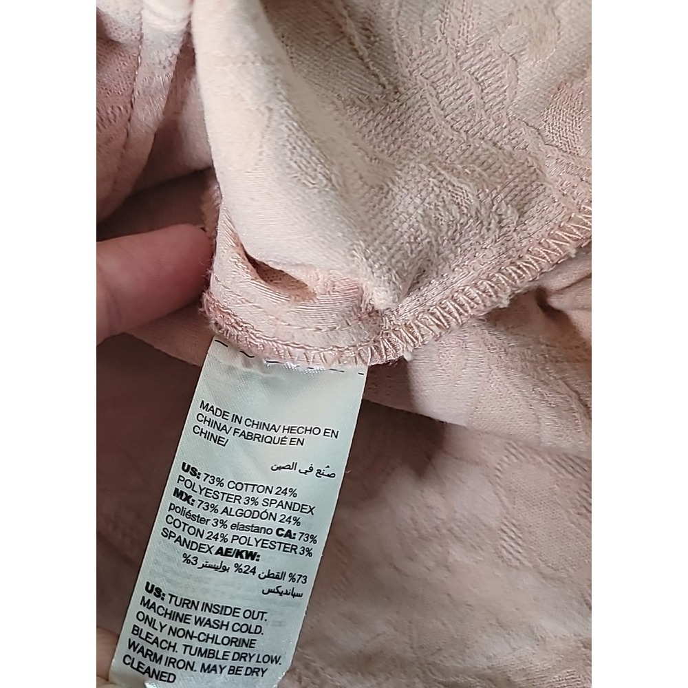 Chico's Elongated Jacquard Paris Pink Button Down Jacket 3 16/18 Cotton/Spandex‎ - Picture 11 of 14